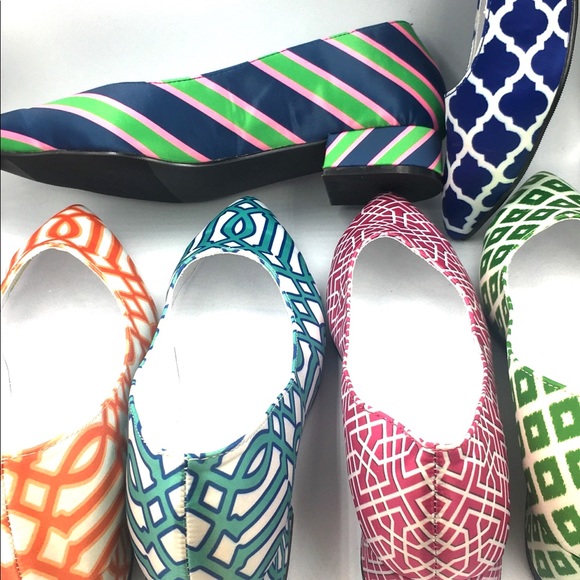 LAST PAIR Indie Designer Satin Print Flats Navy - Picture 8 of 8